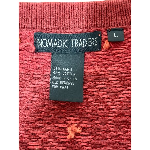 Nomadic Traders Womens Cardigan Red Button-Up Sweater Ramie Cotton Size L - Picture 4 of 8